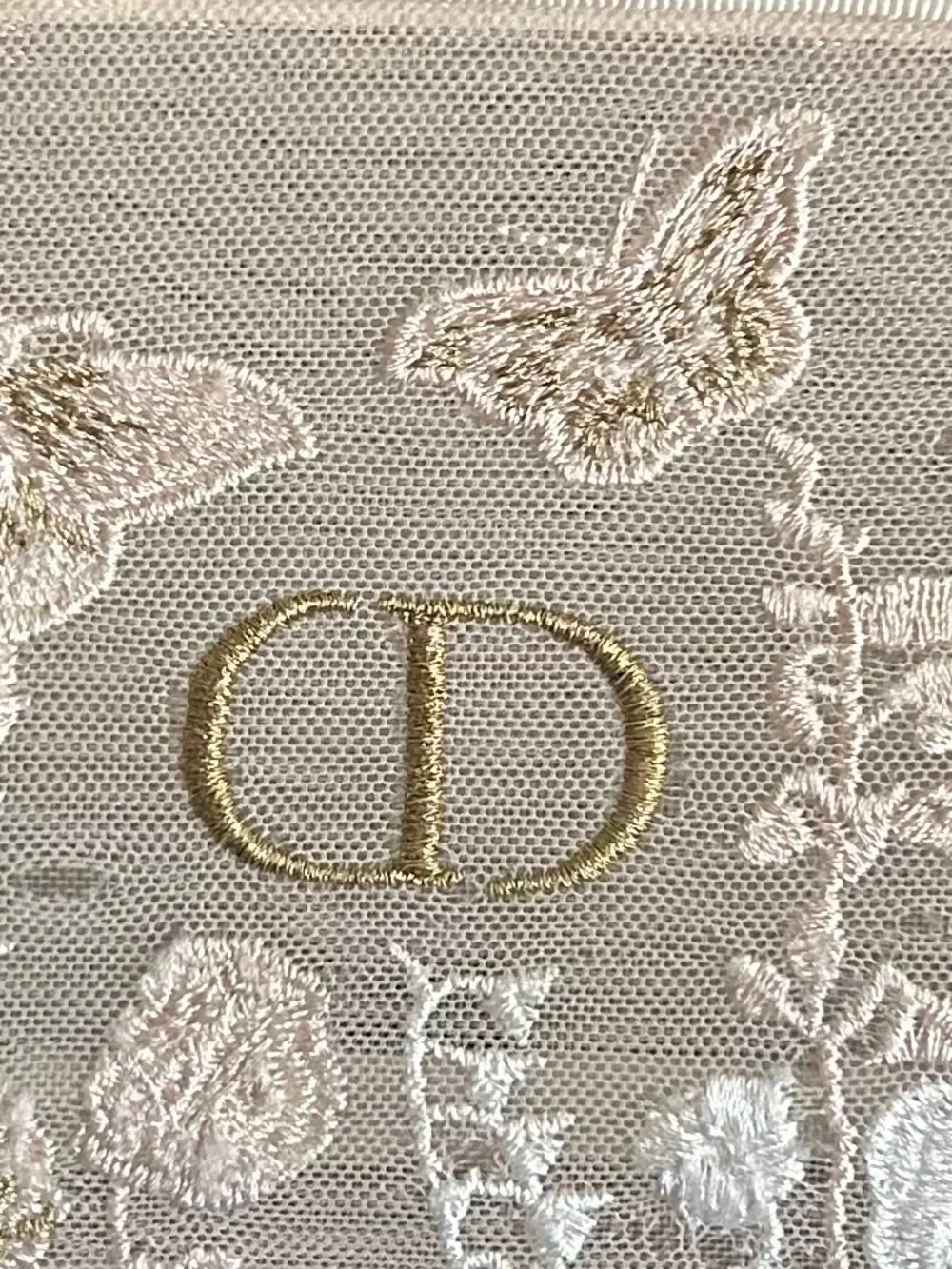 DIOR Embroidered Butterfly Floral Makeup Pouch - Cream - Picture 6 of 9